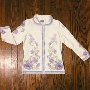 Ann Taylor vintage floral pastel collared cardigan